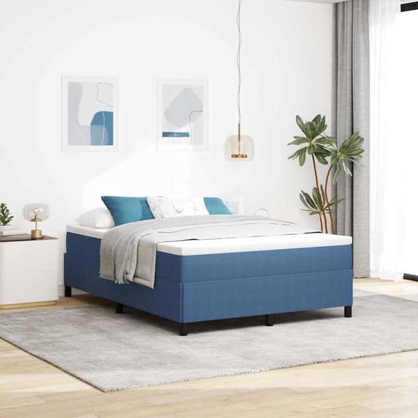 vidaXL Box spring seng Blå 160 x 200 cm Velourstof