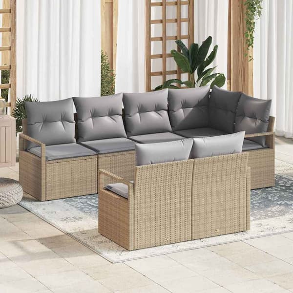 vidaXL Sofa Sæt 7 pcs Beige polyrattan