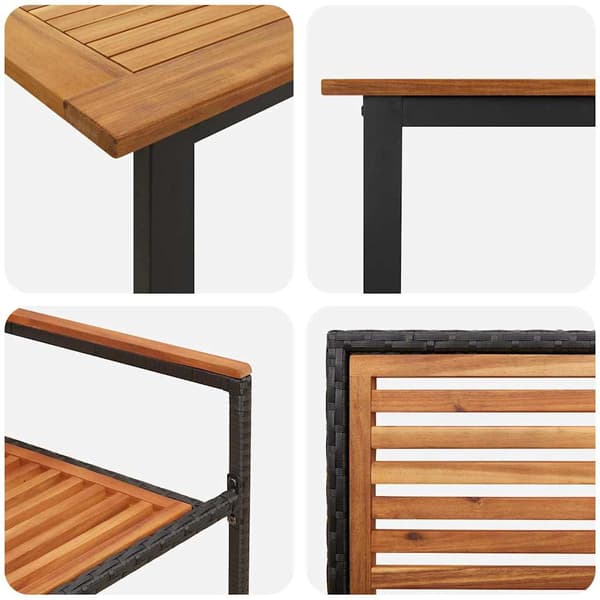 vidaXL Have Spisebordssæt 9 pcs Sort Poly rattan og solid akacietræ