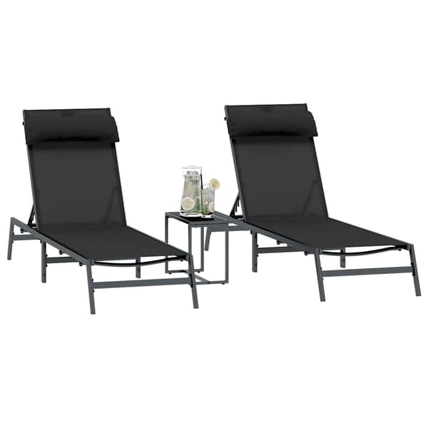 vidaXL Solstole 2-person 3 pcs Sort og Anthracit Stål