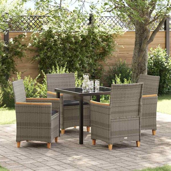 vidaXL Have Spisebordssæt 5 pcs Grå polyrattan
