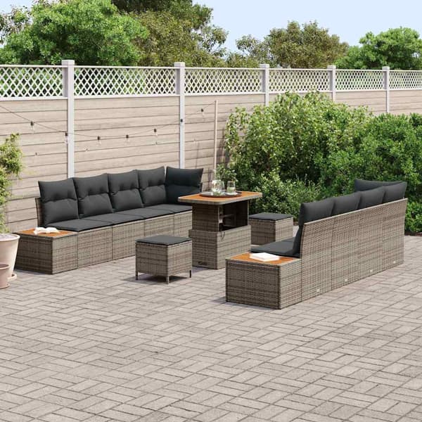 vidaXL Havesofa Sæt 11 pcs Grå polyrattan