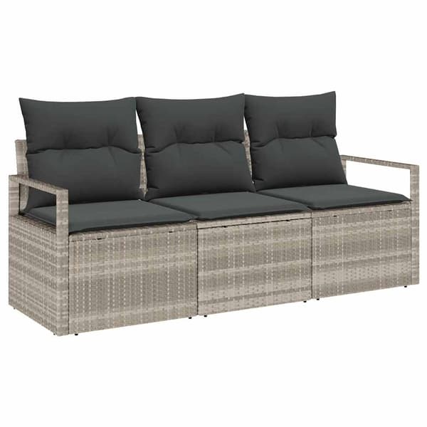 vidaXL Sofa Sæt 3 pcs Lysegrå polyrattan