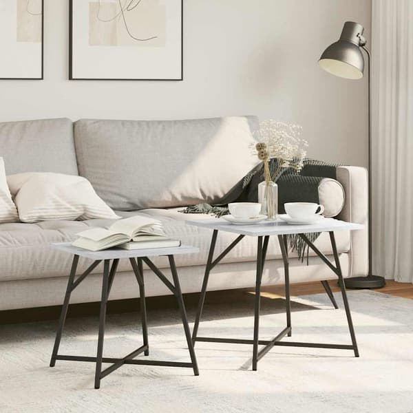 vidaXL Sidebordssæt 2 pcs Grå Sonoma og Sort