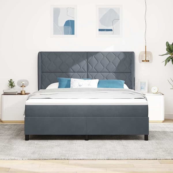 vidaXL Box spring seng med madras Mørkegrå 200 x 180 cm Polyester