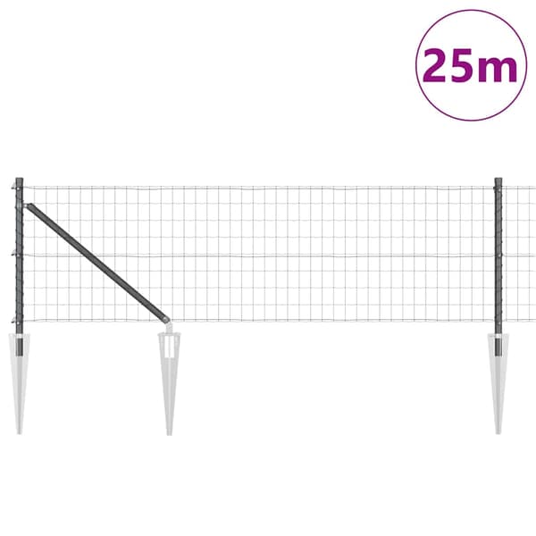 vidaXL Hegn med stolper Grå 0.4 x 25 m Stål