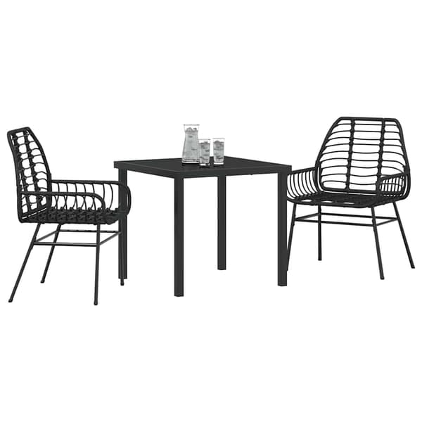 vidaXL Have Spisebordssæt 3 pcs Sort polyrattan