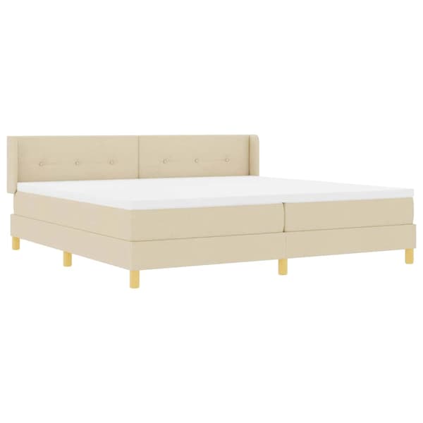 vidaXL Box spring seng med madras Creme 200 x 200 cm Polyester