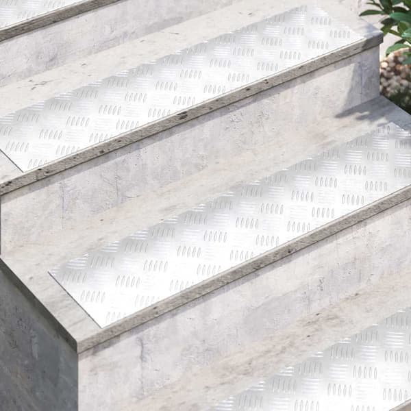 vidaXL Trappe Tread Rektangulær 4 pcs Sølv 90 x 20 cm Aluminium