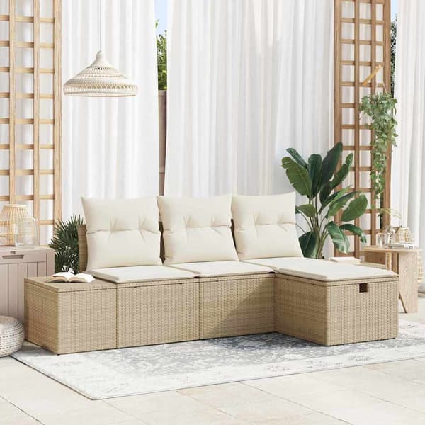 vidaXL Sofa Sæt med pude 4 pcs polyrattan