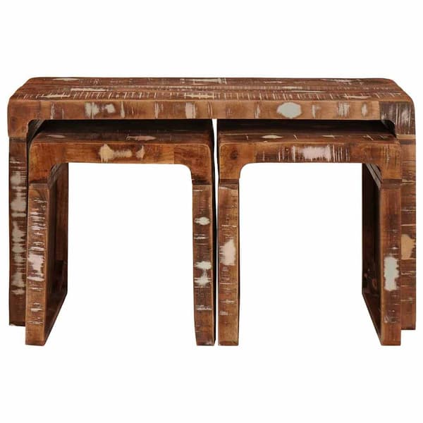 vidaXL Nesting Bord 3 pcs Brun Solid genbrugs træ