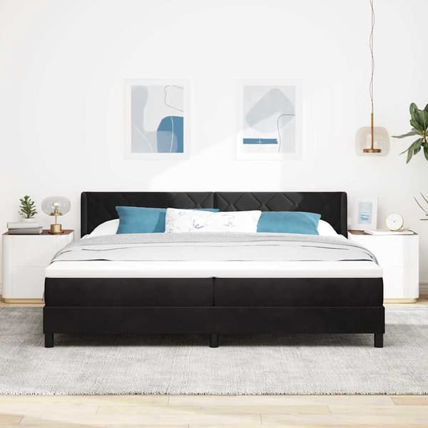 vidaXL Box spring seng med madras Sort 200 x 200 cm Polyester