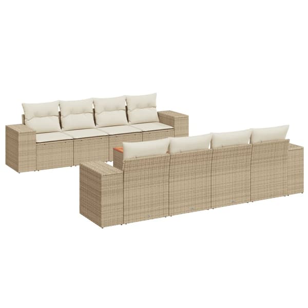vidaXL sofasæt til haven 9 dele med hynder polyrattan beige