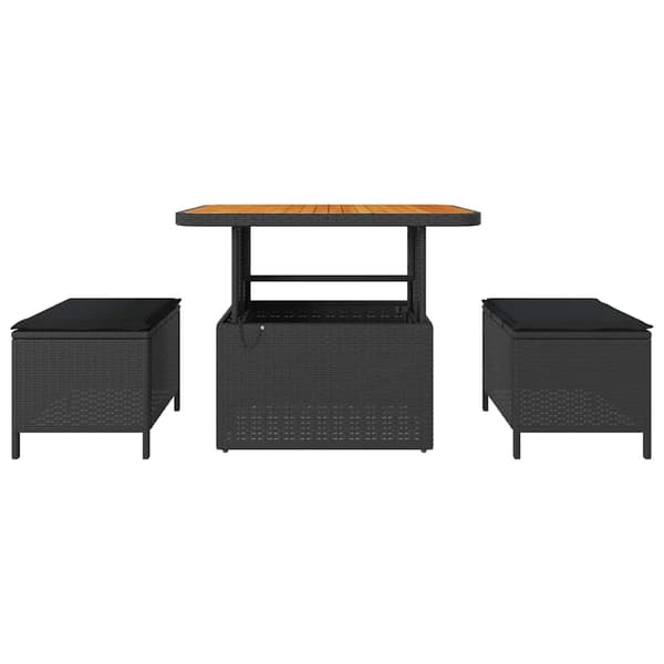 vidaXL Have Spisebordssæt Sort polyrattan