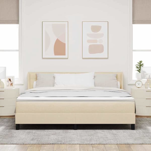 vidaXL Box spring seng med madras Creme 200 x 180 cm Polyester