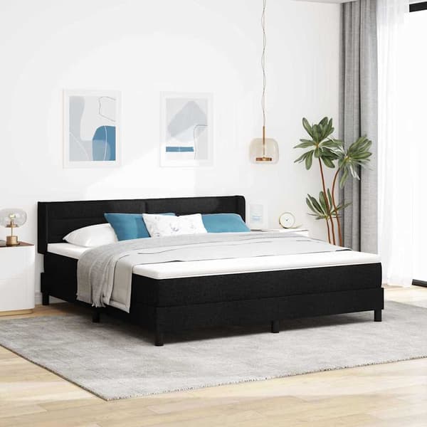 vidaXL Box spring seng med madras Sort 200 x 180 cm Polyester