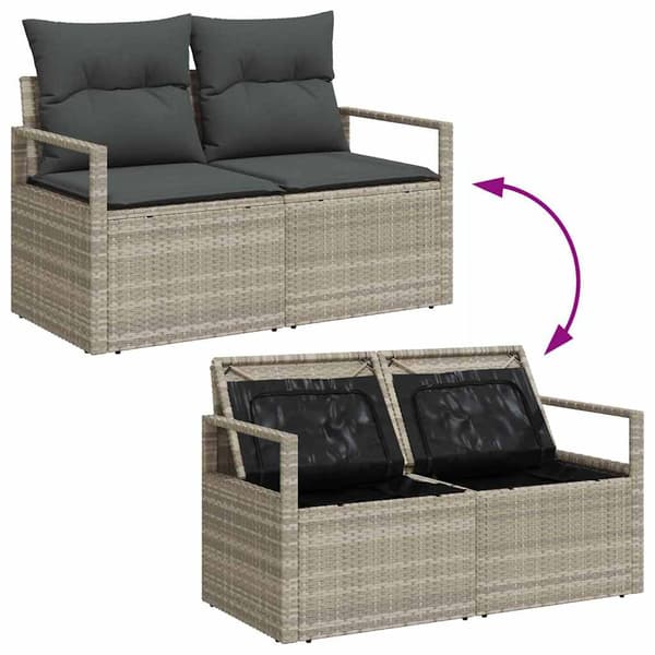 vidaXL Sofa Sæt med pude 9 pcs Lysegrå og mørkegrå polyrattan