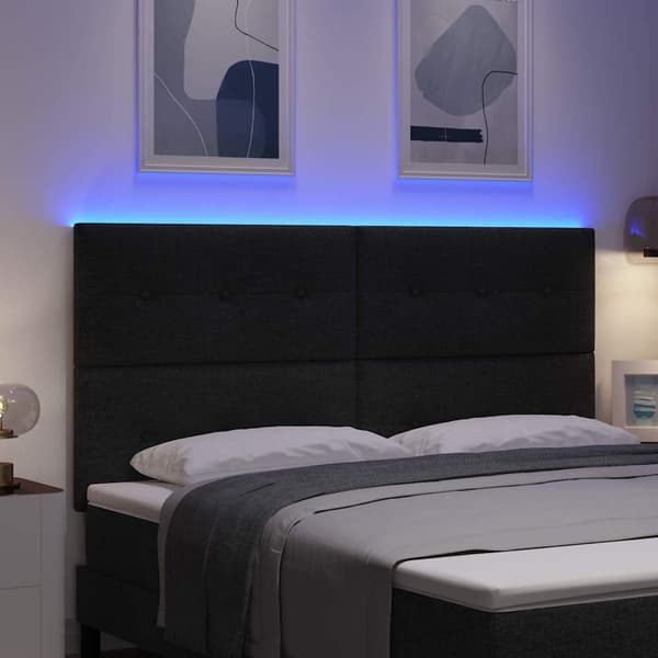vidaXL LED-sengegavl Sort 90 cm Stof
