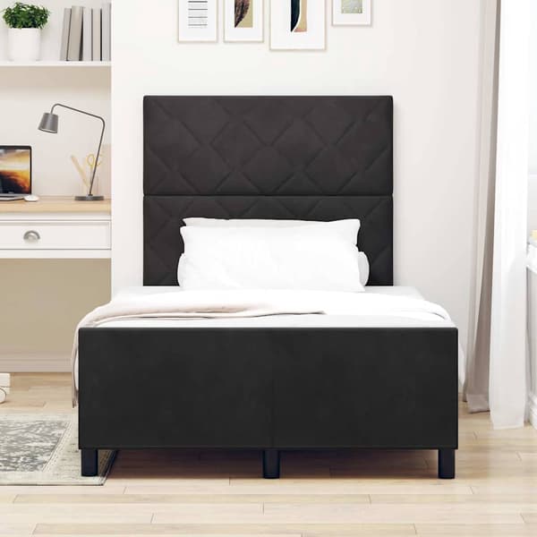 vidaXL Box spring seng med hovedgærde Sort 120 x 190 cm Fløjl