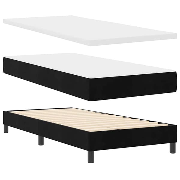 vidaXL Box spring seng med madras Sort 200 x 90 cm Polyester