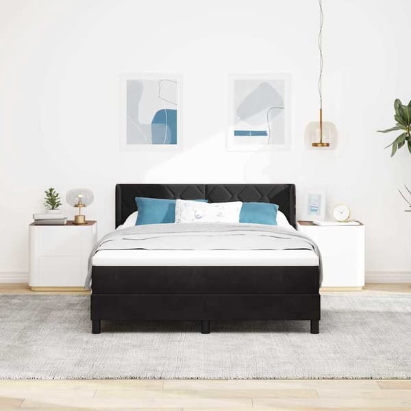 vidaXL Box spring seng med madras Sort 200 x 140 cm Polyester