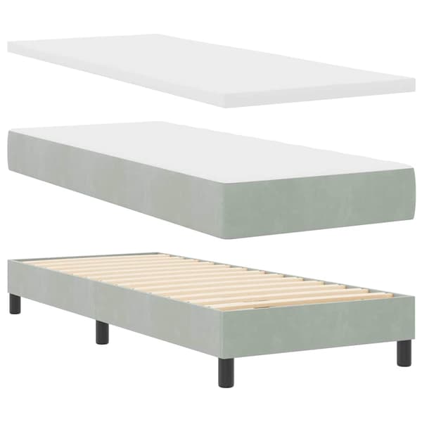 vidaXL Box spring seng med madras Lysegrå 200 x 80 cm Polyester