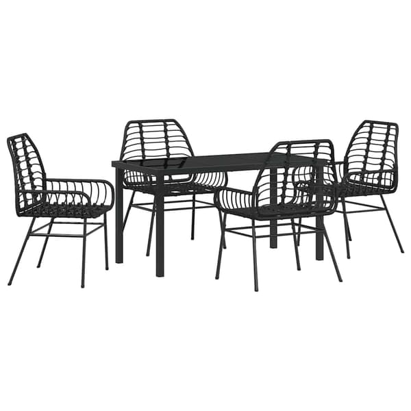 vidaXL Have Spisebordssæt 5 pcs Sort polyrattan