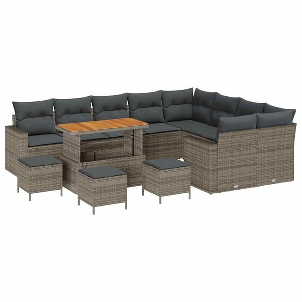vidaXL Havesofa Sæt 13 pcs Grå polyrattan