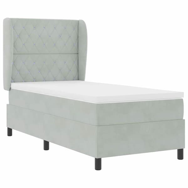 vidaXL Box spring seng med madras Lysegrå 200 x 100 cm Polyester