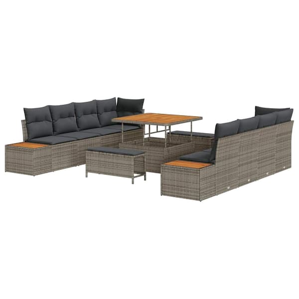 vidaXL Havesofa Sæt 11 pcs Grå polyrattan