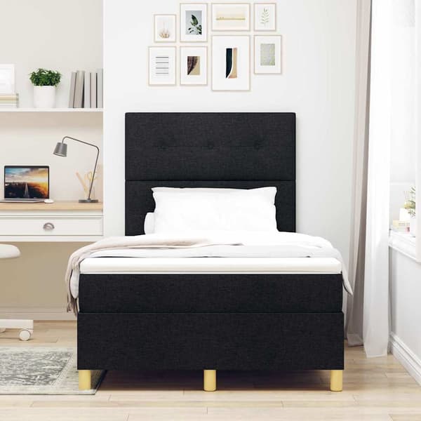 vidaXL Box spring seng med madras Sort 120 x 190 cm Stof