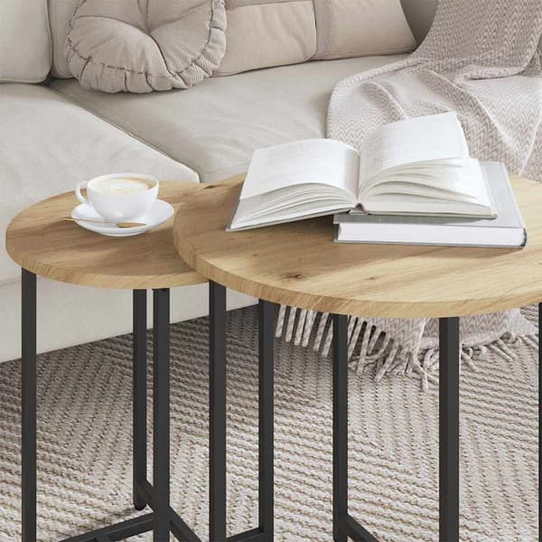 vidaXL Sidebordssæt 2 pcs Artisan egetræ og sort
