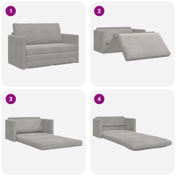 vidaXL Sovesofa 110cm Lysegrå Fløjl