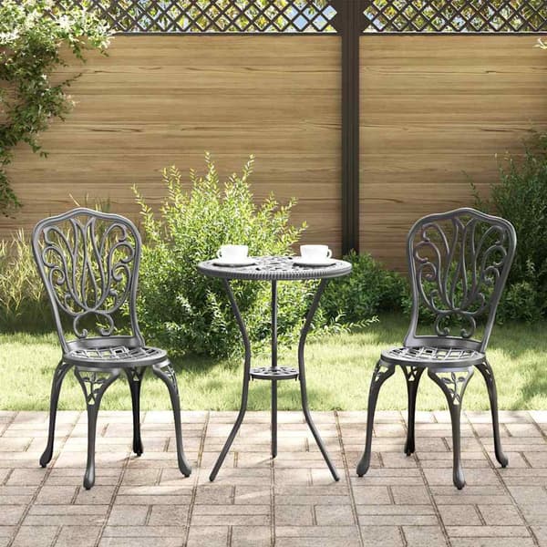 vidaXL Have Bistro Sæt 3 pcs Sort Aluminium