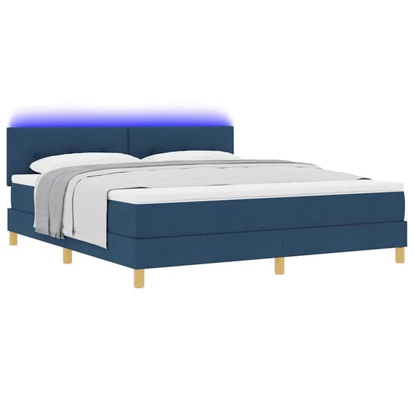 vidaXL LED Box Spring Bed med madras med LED Blå 180 x 200 cm Stof