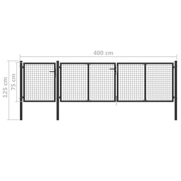 vidaXL havelåge stål 400x75 cm antracitgrå