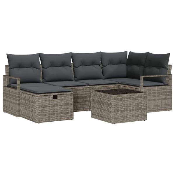 vidaXL Sofa Sæt med pude med opbevaring Grå polyrattan