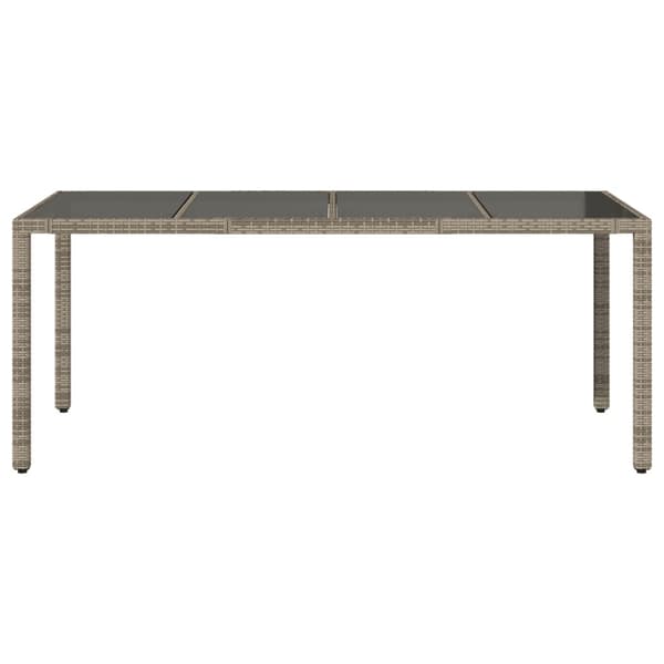 vidaXL Puutarhapöytä lasipöytälevy harmaa 190x90x75 cm polyrottinki