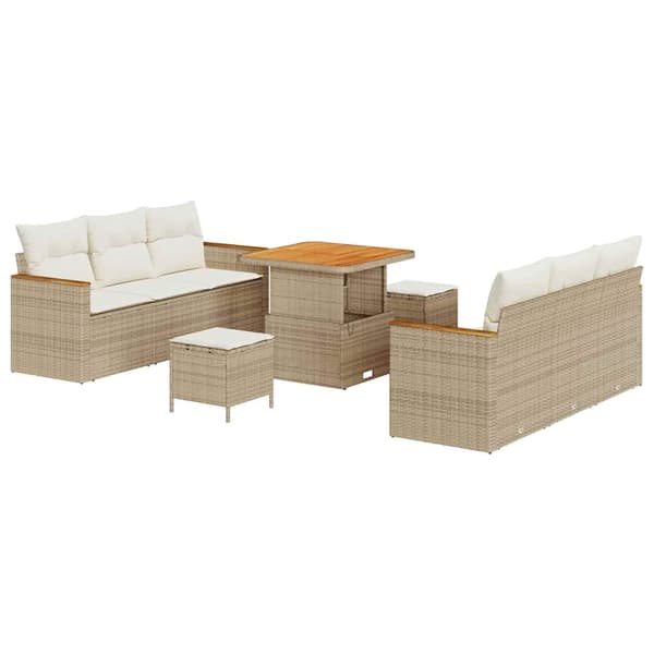 vidaXL Havesofa Sæt med pude 11 pcs Beige og creme polyrattan
