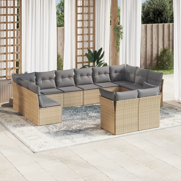 vidaXL sofasæt til haven 12 dele med hynder polyrattan beige