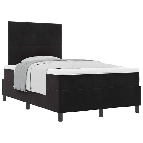 vidaXL Box spring seng med madras Sort 120 x 200 cm Fløjl