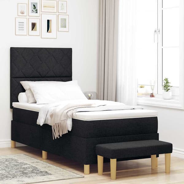 vidaXL Box spring seng med madras Sort 100 x 200 cm Stof