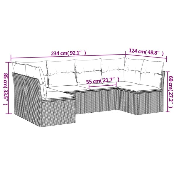 vidaXL sofasæt til haven 6 dele med hynder polyrattan beige