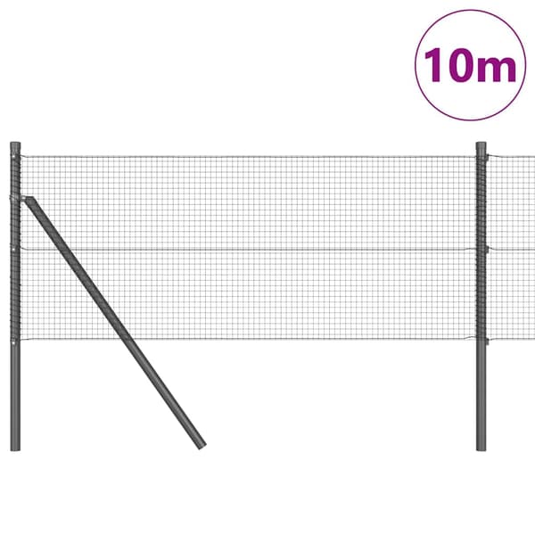 vidaXL Hegn med stolper Grå 0.6 x 10 m Stål