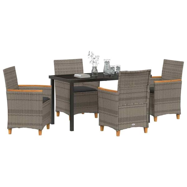 vidaXL Have Spisebordssæt 5 pcs Grå polyrattan