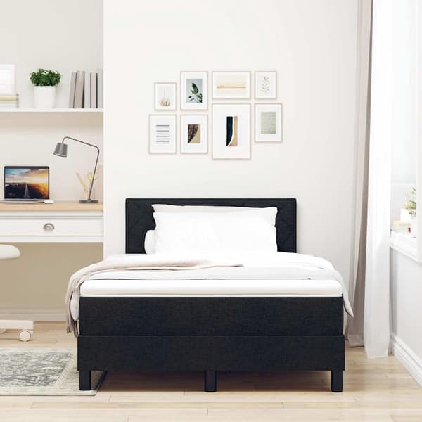 vidaXL Box spring seng med madras Sort 120 x 200 cm Stof