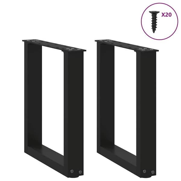 vidaXL sofabordsben U-formet 2 stk. sort 38 x (42-43) cm stål