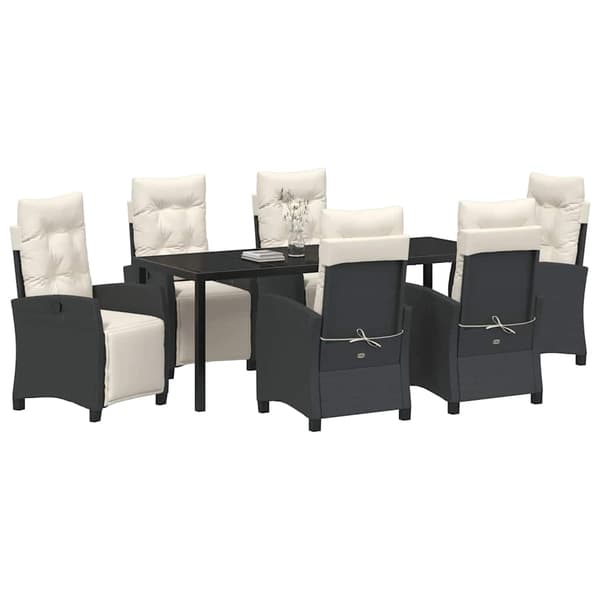vidaXL Have Spisebordssæt 7 pcs Sort polyrattan