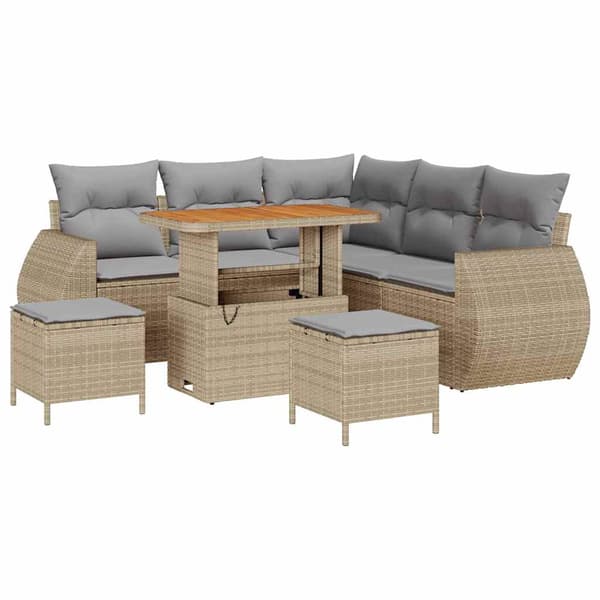 vidaXL Havesofa Sæt 8 pcs Beige polyrattan