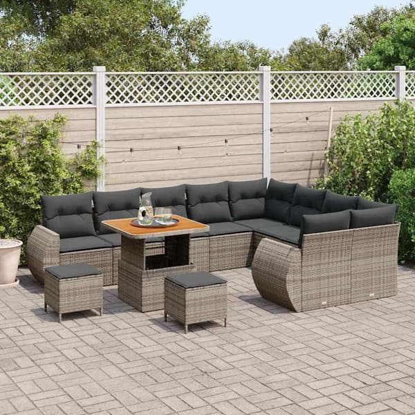vidaXL Havesofa Sæt 12 pcs Grå polyrattan